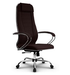 Кресло для руководителя Метта B 1m 32PF/K127 (Комплект 31) Pilot темно-коричневый, ткань Bahama, крестовина хром фото 1