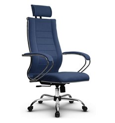 Кресло для руководителя Метта B 2m 34P/K127 (Комплект 33) Pilot синий, ткань Bahama, крестовина хром фото 1