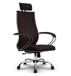 Эргономичное кресло для руководителя Метта B 2m 34P/K127 (Комплект 33) Pilot темно-коричневый, ткань Bahama, крестовина хром фото 1