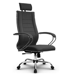 Эргономичное кресло для руководителя Метта B 2m 34P/K127 (Комплект 33) Pilot темно-серый, ткань Bahama, крестовина хром фото 1