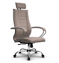 Эргономичное кресло для руководителя Метта B 2m 34PF/K127 (Комплект 35) Pilot песочный, ткань Bahama, крестовина хром фото 1