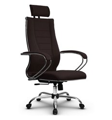 Кресло для руководителя Метта B 2m 34PF/K127 (Комплект 35) Pilot темно-коричневый, ткань Bahama, крестовина хром фото 1