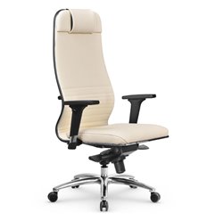 Эргономичное кресло для руководителя Метта L 1m 38K2/2D молочный, MPES, мультиблок, крестовина алюминий фото 1