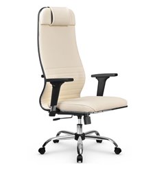 Офисное кресло Метта L 1m 38K2/2D молочный, MPES, топ-ган, крестовина хром фото 1