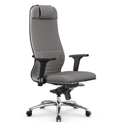 Эргономичное кресло для руководителя Метта L 1m 38K2/2D серый, MPES, мультиблок, крестовина алюминий фото 1