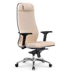 Эргономичное кресло для руководителя Метта L 1m 38K2/4D молочный, MPES, мультиблок, крестовина алюминий фото 1