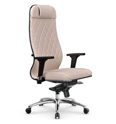 Эргономичное кресло для руководителя Метта L 1m 40M/2D светло-бежевый, MPES, мультиблок, крестовина алюминий фото 1