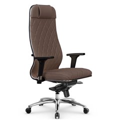 Эргономичное кресло для руководителя Метта L 1m 40M/2D светло-коричневый, MPES, мультиблок, крестовина алюминий фото 1