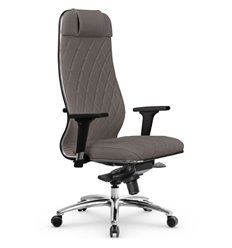 Кресло для руководителя Метта L 1m 40M/2D серый, MPES, мультиблок, крестовина алюминий фото 1