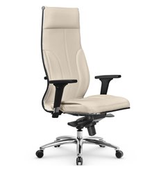 Эргономичное кресло для руководителя Метта L 1m 46/2D молочный, MPES, мультиблок, крестовина алюминий фото 1