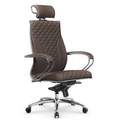 Кресло для руководителя Метта L 2c 44C/K116 светло-коричневый, MPES, мультиблок, крестовина алюминий фото 1