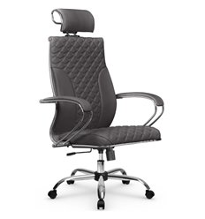 Кресло для руководителя Метта L 2c 44C/K116 серый, MPES, топ-ган, крестовина хром фото 1