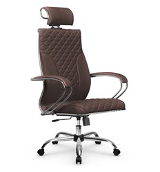 Кресло для руководителя Метта L 2c 44C/K116 темно-коричневый, MPES, топ-ган, крестовина хром фото 1