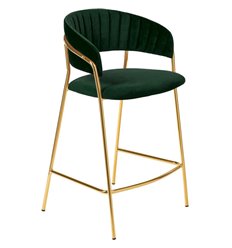 Барный стул Turin зеленый, велюр, ножки золото фото 1
