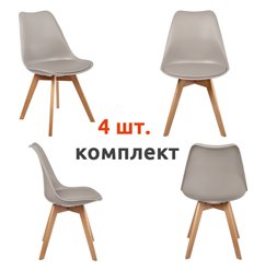 Eames Bon латте комплект 4шт, пластик/экокожа, ножки массив бука фото 1