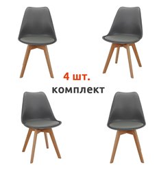 Eames Bon серый комплект 4шт, пластик/экокожа, ножки массив бука фото 1