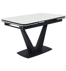 Прямоугольный стол Vito раскладной 120-184x80x75см, белый мрамор, чёрный фото 1