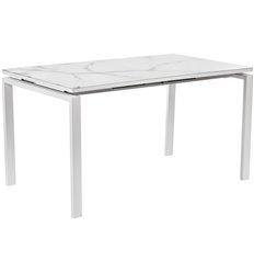 Обеденный стол Areal раскладной 140-180х80х75 белый мрамор с белыми ножками фото 1