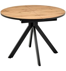 Обеденный стол Rudolf круглый раскладной 100-130x100x75см, Дуб Вотан, чёрный фото 1
