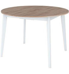Деревянный стол Oslo круглый раскладной 110-140x110x76см, Дуб Навара, белый фото 1