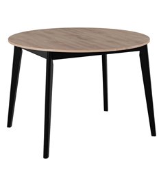 Деревянный стол Oslo круглый раскладной 110-140x110x76см, Дуб Навара, чёрный фото 1