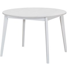 Обеденный стол Oslo круглый раскладной 110-140x110x76см, Сосна Рандерс структурное, белый фото 1