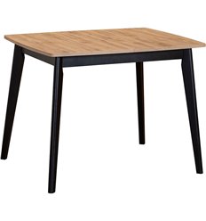 Обеденный стол Oslo раскладной 100-130x80x76см, Дуб Навара структурное, чёрный фото 1