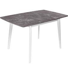 Обеденный стол Oslo раскладной 100-130x80x76см, Мрамор Сиена, белый фото 1