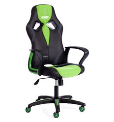Геймерское кресло TETCHAIR RUNNER экокожа/ткань, черный/зеленый фото 1