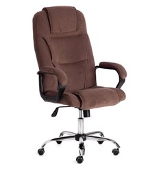 Офисное кресло TETCHAIR BERGAMO хром (22), флок, коричневый фото 1