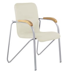 Кресло для посетителя BRABIX Samba CF-106 BOX-2, серый каркас, накладки бук, кожзам бежевый, разобрано фото 1