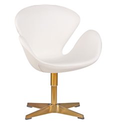Офисное кресло DOBRIN SWAN LMO-69A белая экокожа, золотое основание фото 1