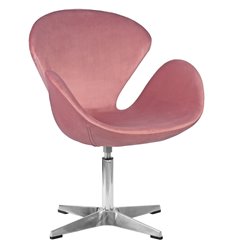 Офисное кресло DOBRIN SWAN LMO-69A розовый велюр, алюминиевое основание фото 1