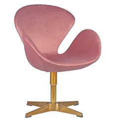 Кресло для посетителя DOBRIN SWAN LMO-69A розовый велюр, золотое основание фото 1