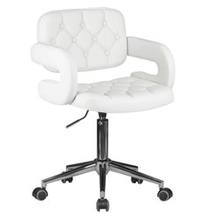 Офисное кресло DOBRIN Larry LM-9460 белая экокожа, основание хром фото 1