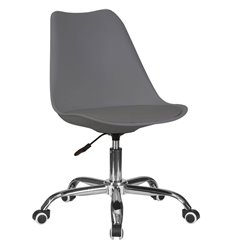 Офисное кресло DOBRIN Mickey LMZL-PP635D темно-серый пластик, сиденье экокожа, основание хром фото 1