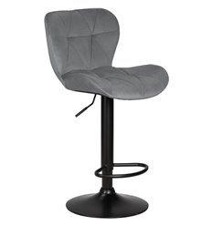 Барный стул DOBRIN Barny Black LM-5022 серый велюр, черное основание, фото 1