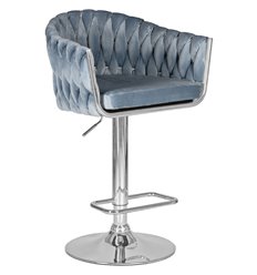 Барный стул DOBRIN Marcel LM-9692 пудрово-голубой велюр, основание хром фото 1