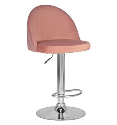 Барный стул DOBRIN Milana LM-3036 пудрово-розовый велюр, основание хром фото 1