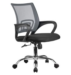 Компьютерное кресло Riva Chair 8085 JE серое, хром, спинка сетка, фото 1