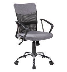 Компьютерное кресло Riva Chair 8005 серое, хром, спинка сетка, фото 1