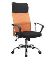 Офисное кресло Riva Chair Smart 8074 оранжевое, хром, спинка сетка фото 1