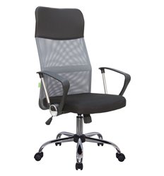 Офисное кресло Riva Chair Smart 8074 серое, хром, спинка сетка фото 1