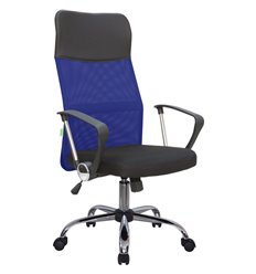 Офисное кресло Riva Chair Smart 8074 синее, хром, спинка сетка фото 1