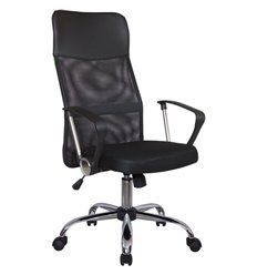 Кресло для оператора Riva Chair Smart 8074 черное, хром, спинка сетка фото 1