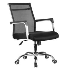 Офисное кресло Riva Chair Net 706 E черное, хром, спинка сетка фото 1