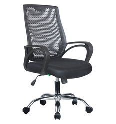 Офисное кресло Riva Chair 8081 Е черное, хром, пластиковая спинка фото 1