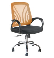 Офисное кресло Riva Chair 8099Е оранжевое, хром, спинка сетка фото 1