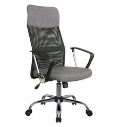 Компьютерное кресло Riva Chair 8074 F серое, хром, спинка сетка, подголовник ткань, фото 1