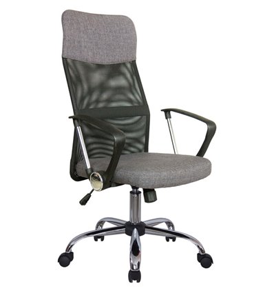 Riva Chair 8074 F серое, хром, спинка сетка, подголовник ткань